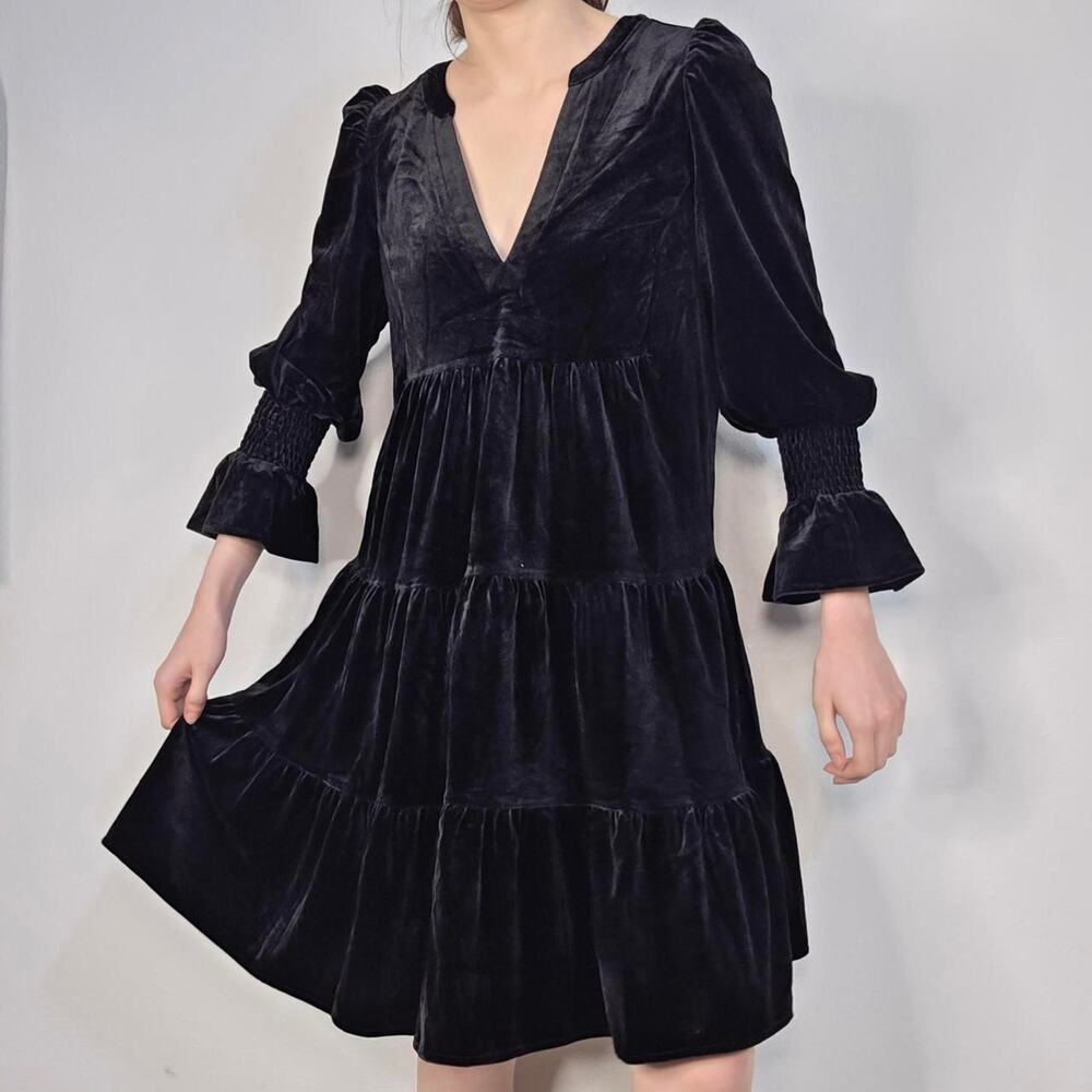 Tuckernuck Pomander Place Black Velvet Kenzo Mini Dress Empire Waist Size Medium